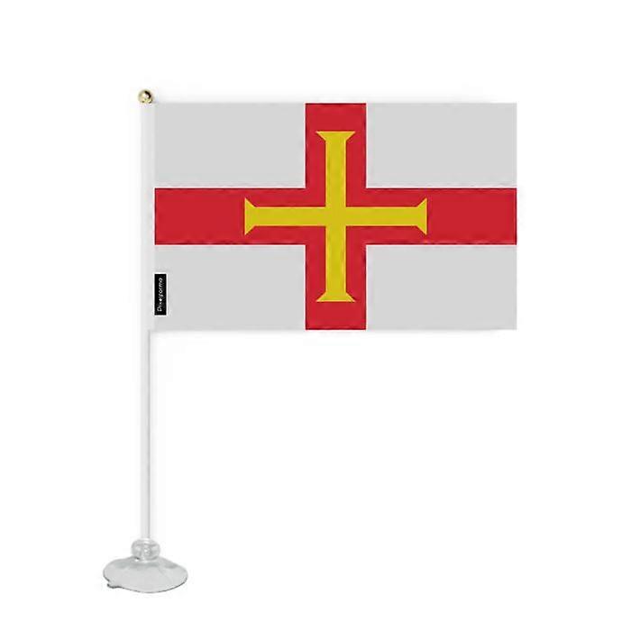 Flag - Guernsey - Mini Suction Cup Flag - 14 x 21 cm - Polyester - Double-Sided Print