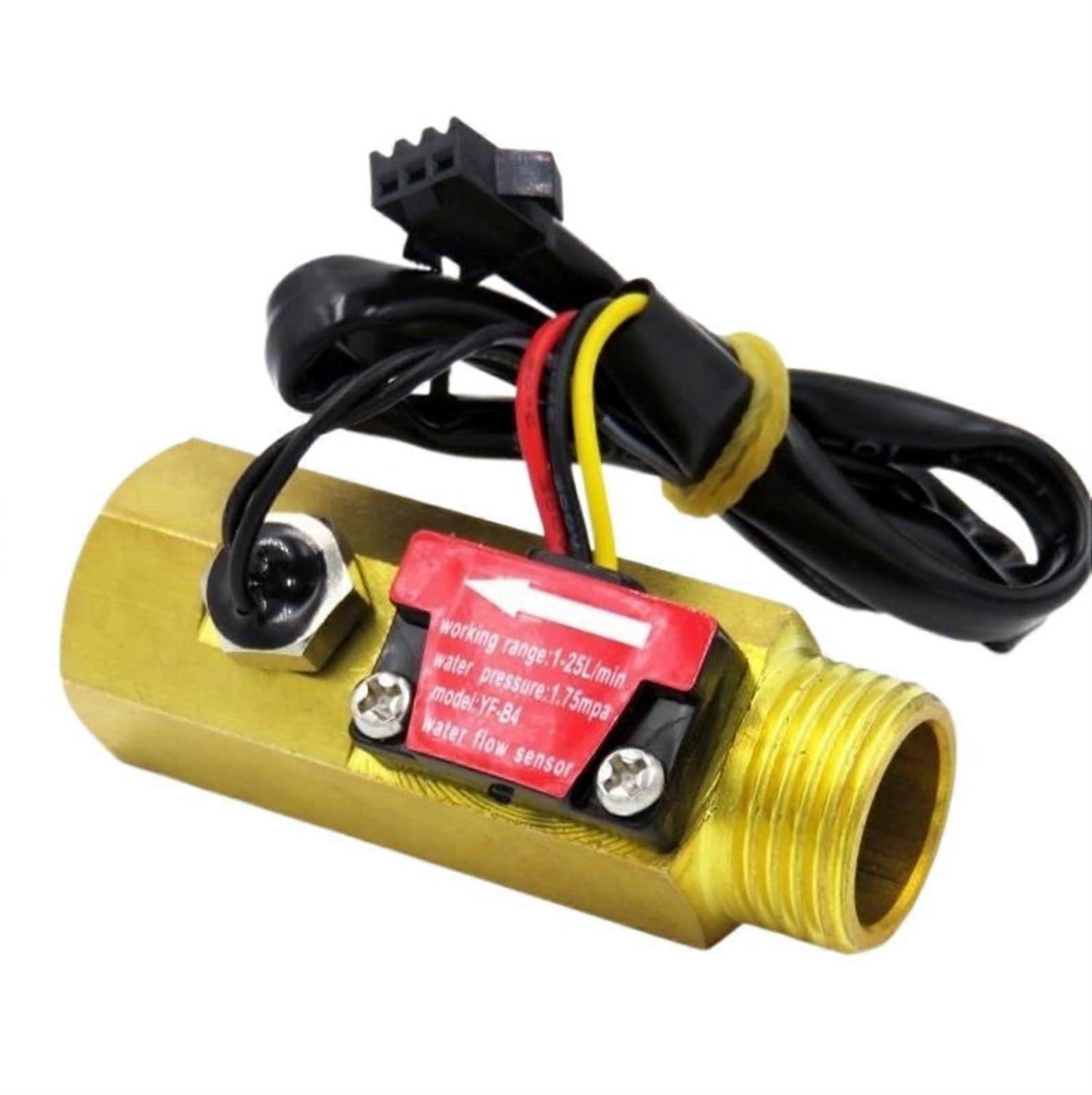 Water Meter with Brass Inlet 1/2" YF-B4 NTC Brass Flow Sensor for Accurate Flow Rate and Temperature Measurement