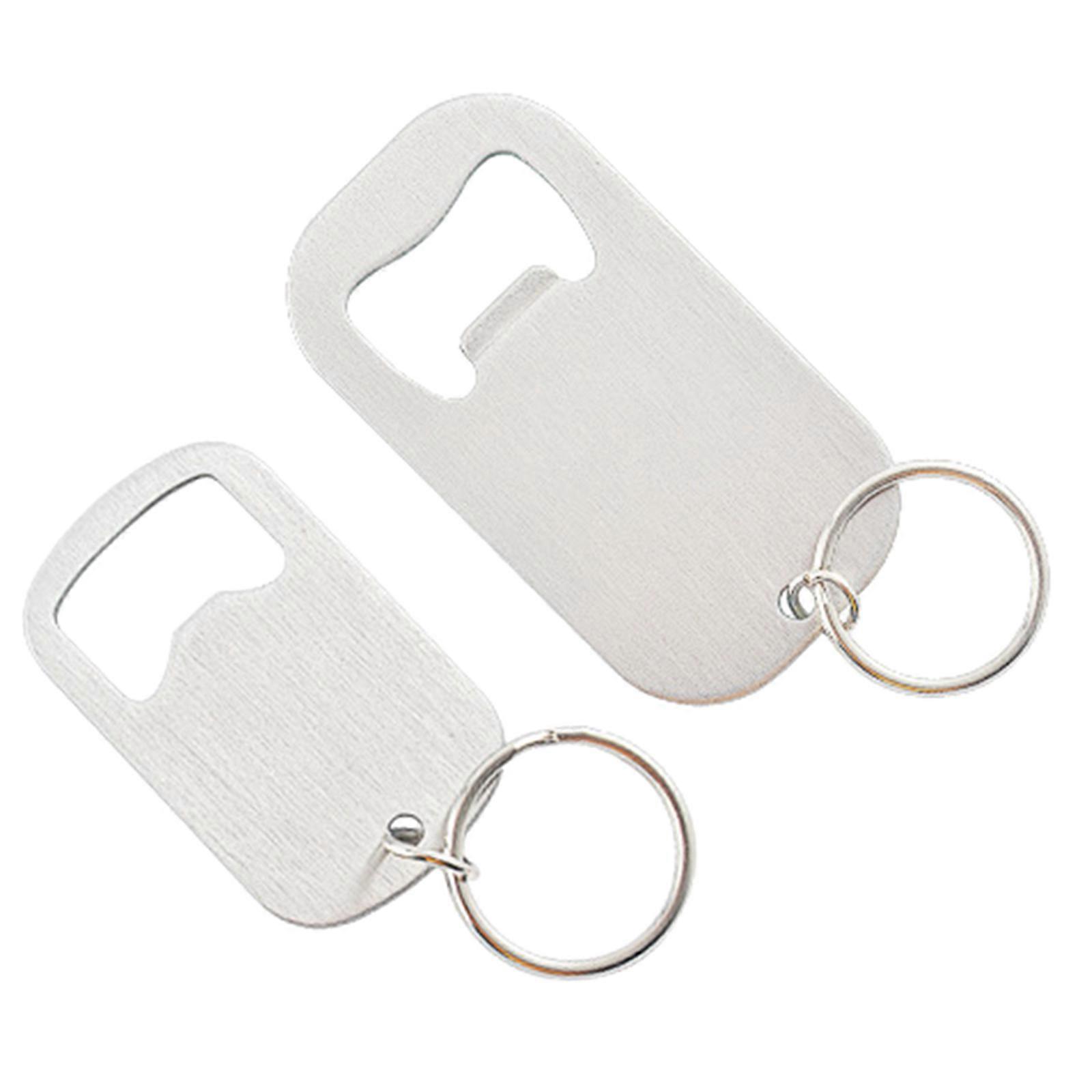 2Pcs Flat Bottle Opener with Keychain Stainless Steel Beer Bottle Opener Bartender Bar Can Opener Keyring Easy to Use Multicolor