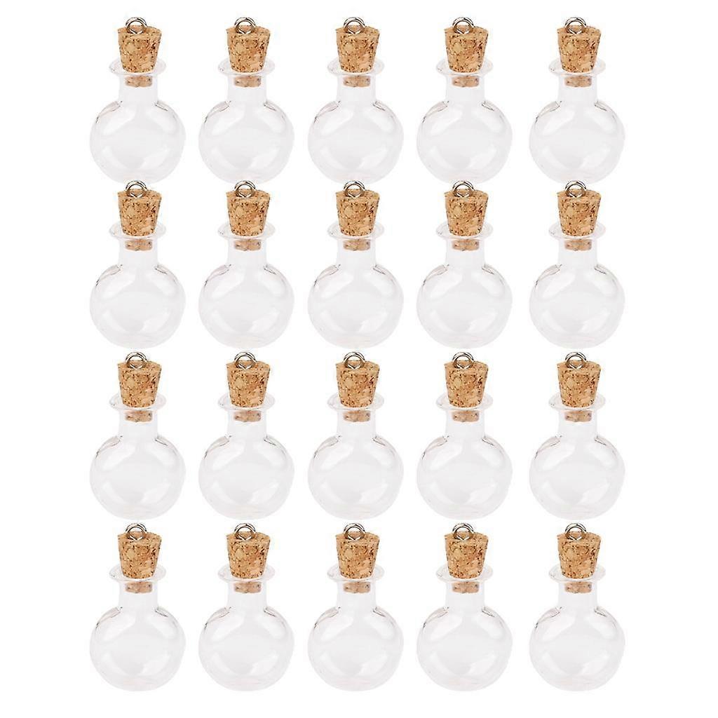 20pcs Empty Clear Cork Bottle Pendant Cork Vials Wish Charms