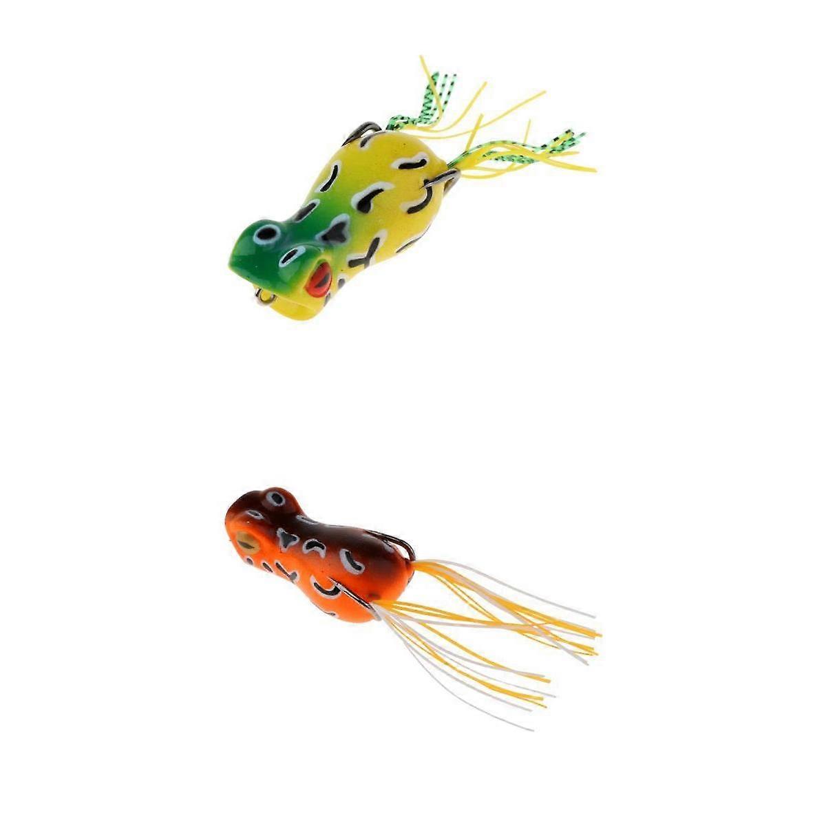2 Stück Topwater Frog Angelköder Weiche Künstliche Wobbler Haken Köder