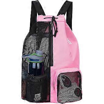 Swim Bag Mesh Drawstring Backpack with Wet Pocket for Swimming, Gym, and Workout Gear