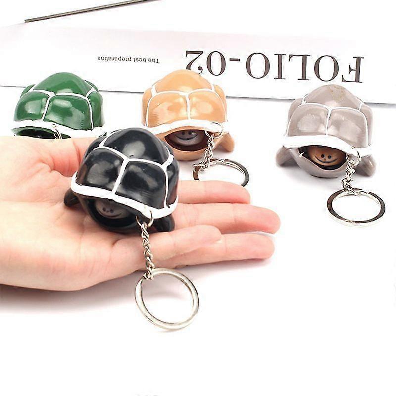 Random Color Tortoise Keychain Head Popping Squeeze Anti Stress Toy Keyring Gift