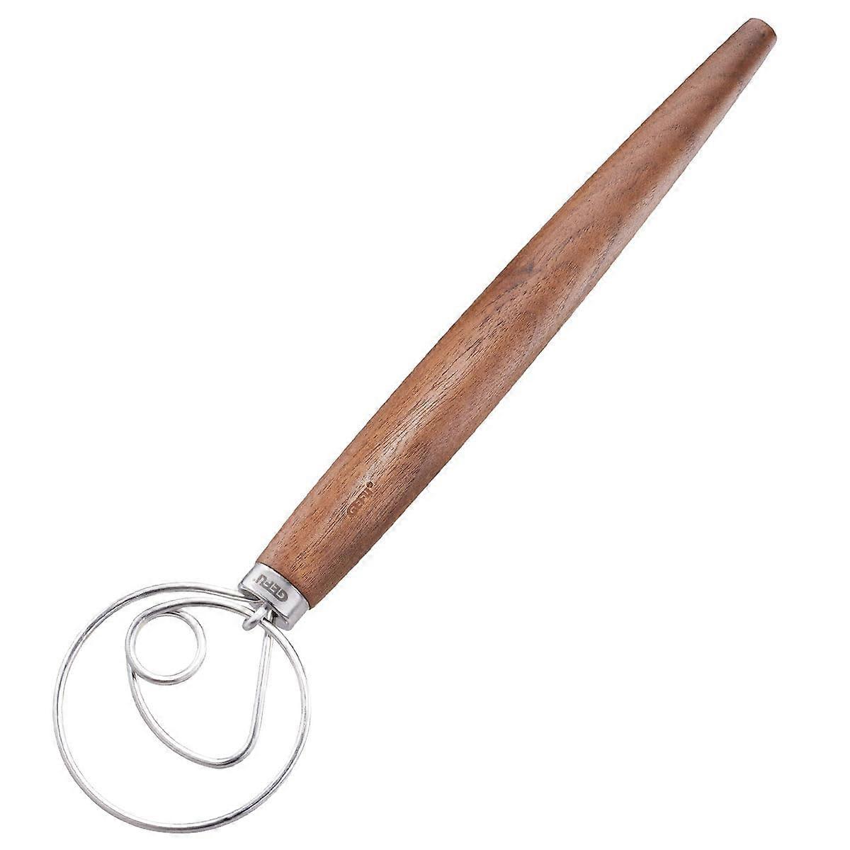 NEDO Whisk Dough Stirrer with Stainless Steel Loops Walnut Wood Handle