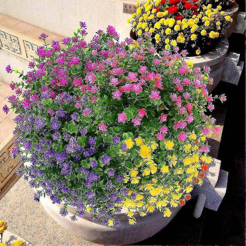 人造假花户外,假塑料绿化带农舍装饰8个红莲花