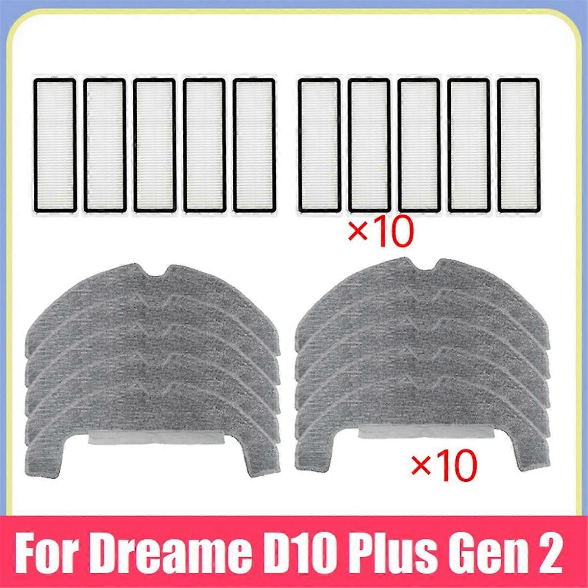 Hepa Filter+Mop Cloth Kit for D10 Plus Gen 2 RLD32GD 10PCS Hepa Filter+Mop Pad Replace Parts Access