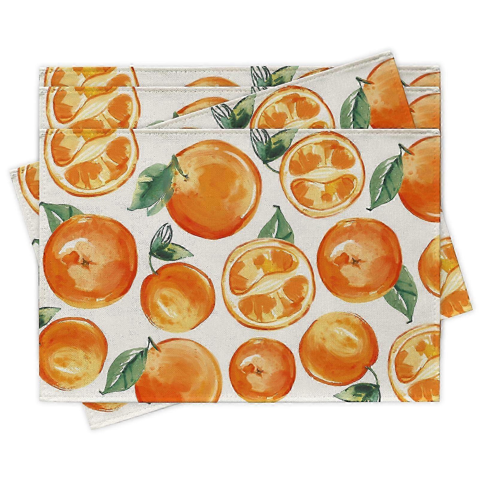Set of 4 12 x 18 Inch Spring Summer Orange Placemats 2025