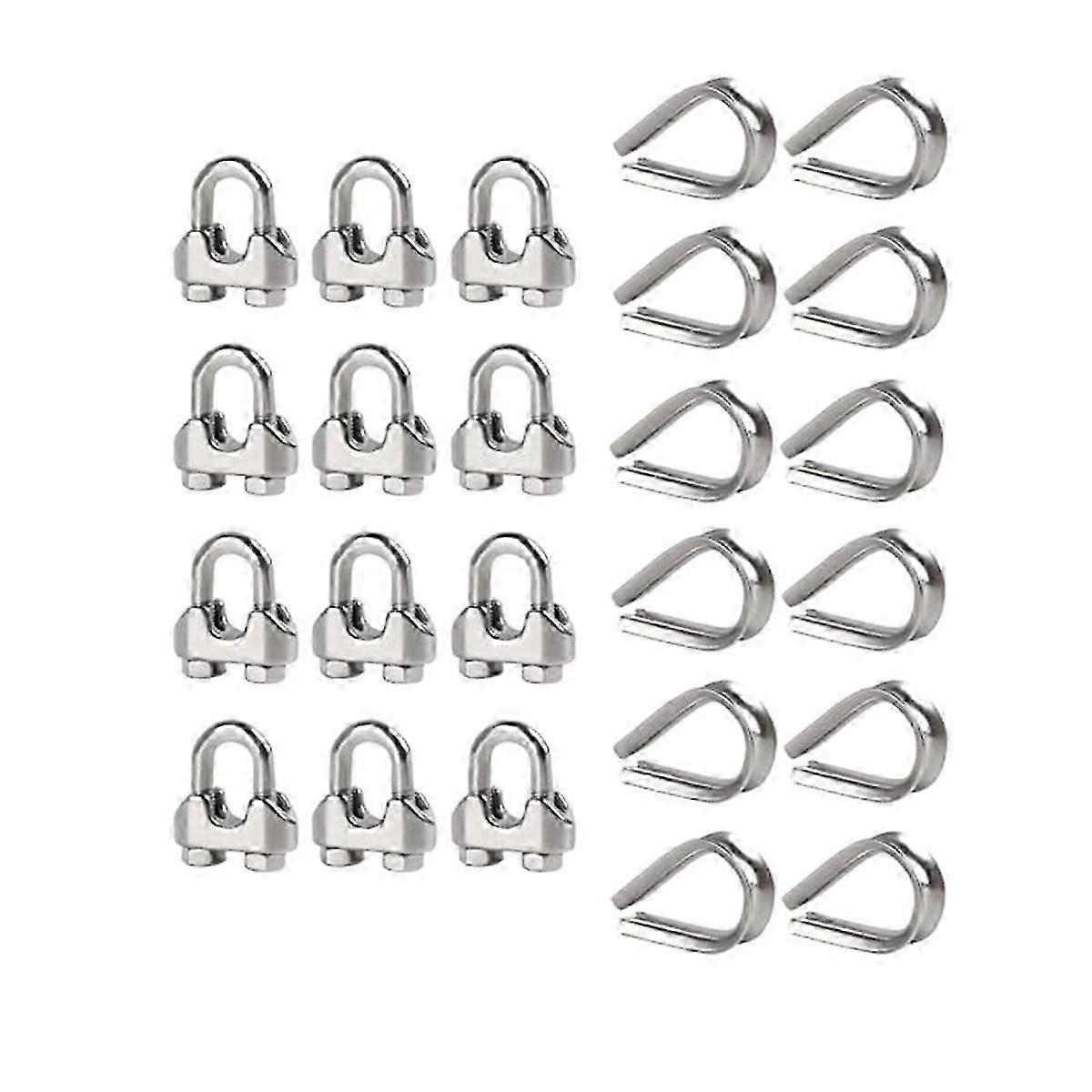 Hanger 1/4Inch M6 Wire Rope Cable Clamp Thimble Cable Clamp Kit,12Set - FFA