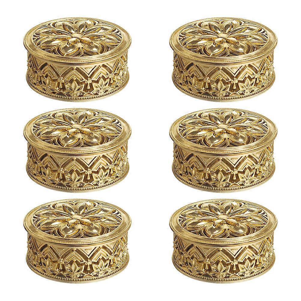 6pcs Hollow Gold Aromatherapy Storage Boxes, Elegant Carved Design Favor Boxes for Weddings Birthdays Special Occasions Decorative Organizers