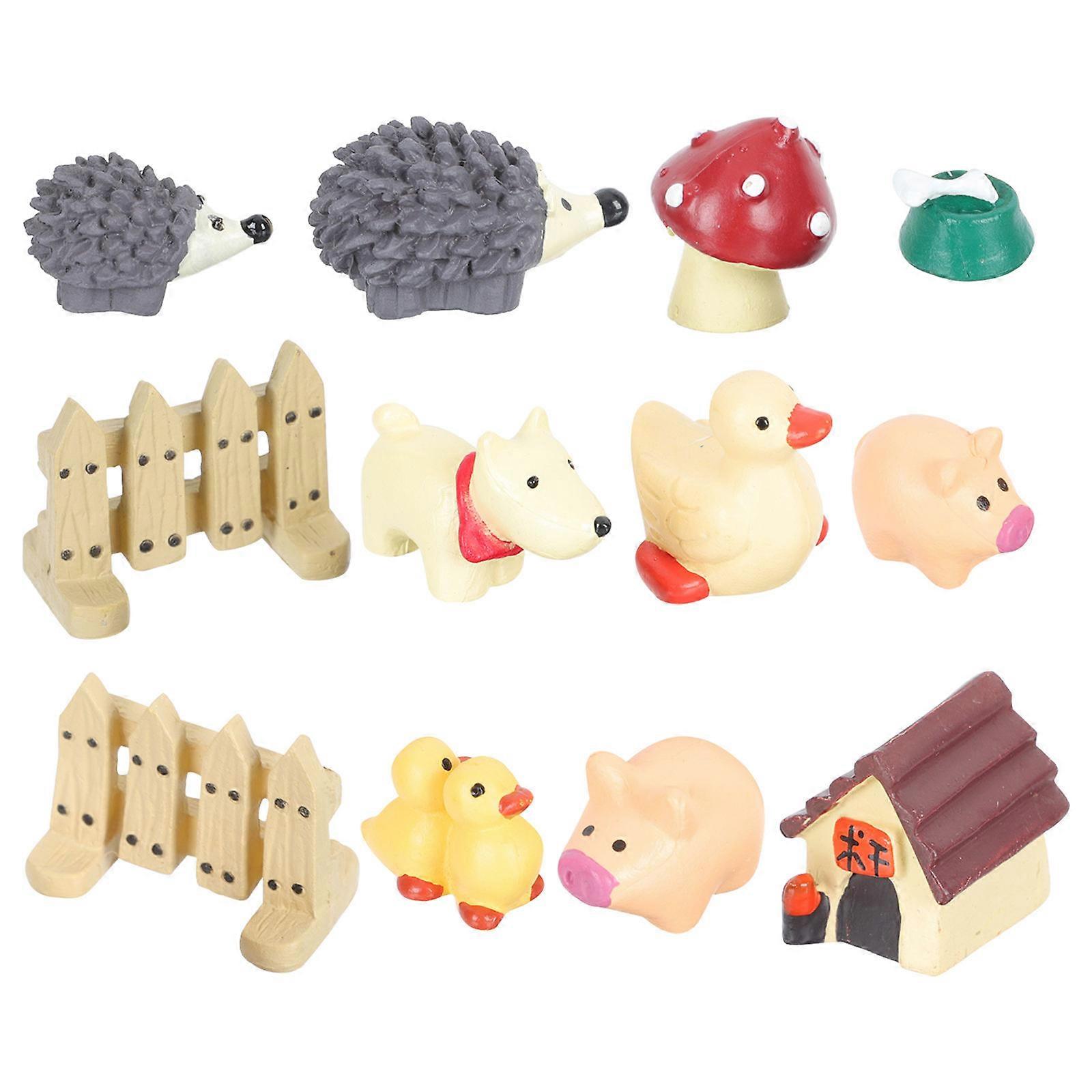 Mini Puppy Adornments Simulation Animals Decors Miniature Duck Pig Ornaments for Decoration Use