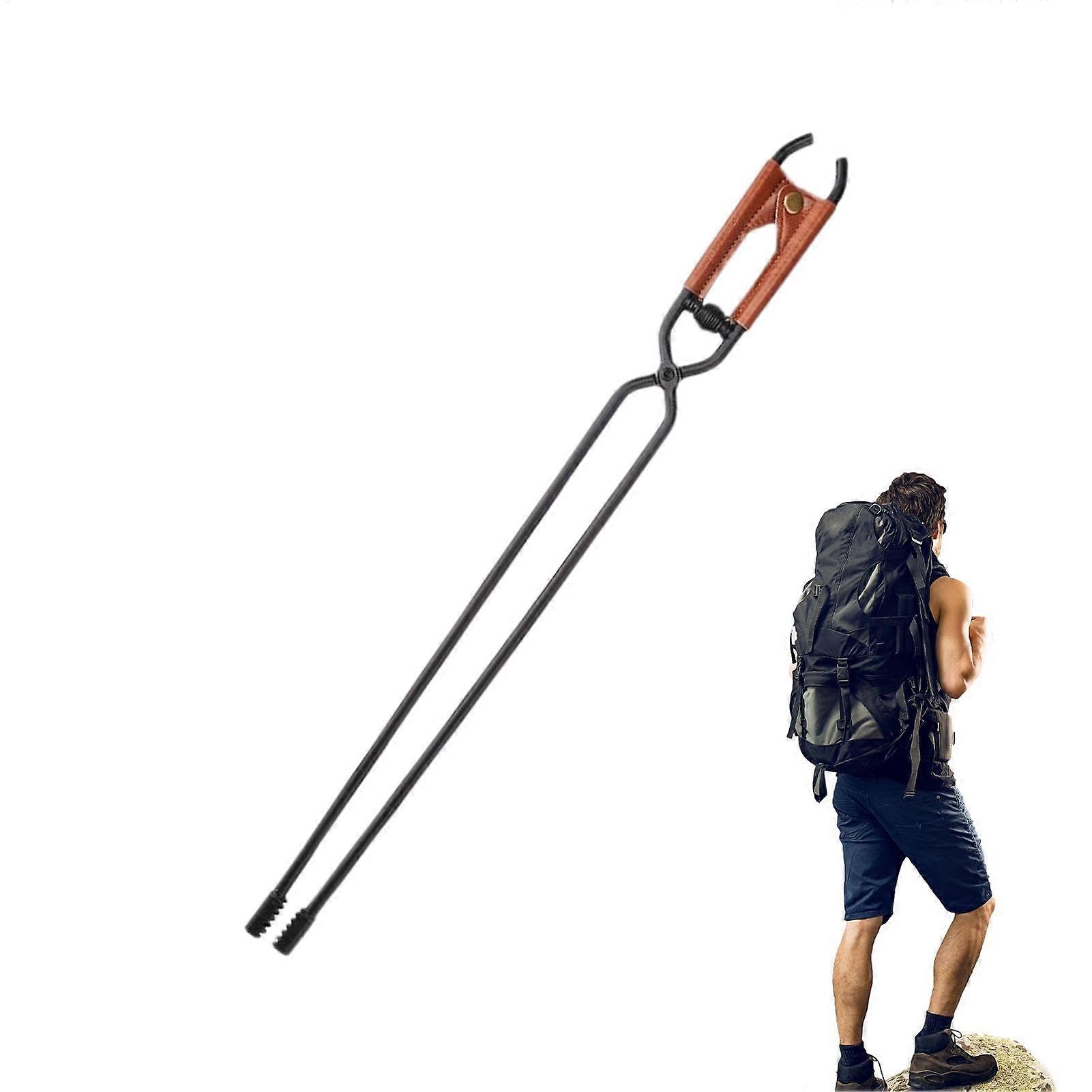 Fireplace Tongs Long Firewood Tongs, Wood Tweezers, Camping Fireplace Tools for Indoor and Outdoor Use Brown