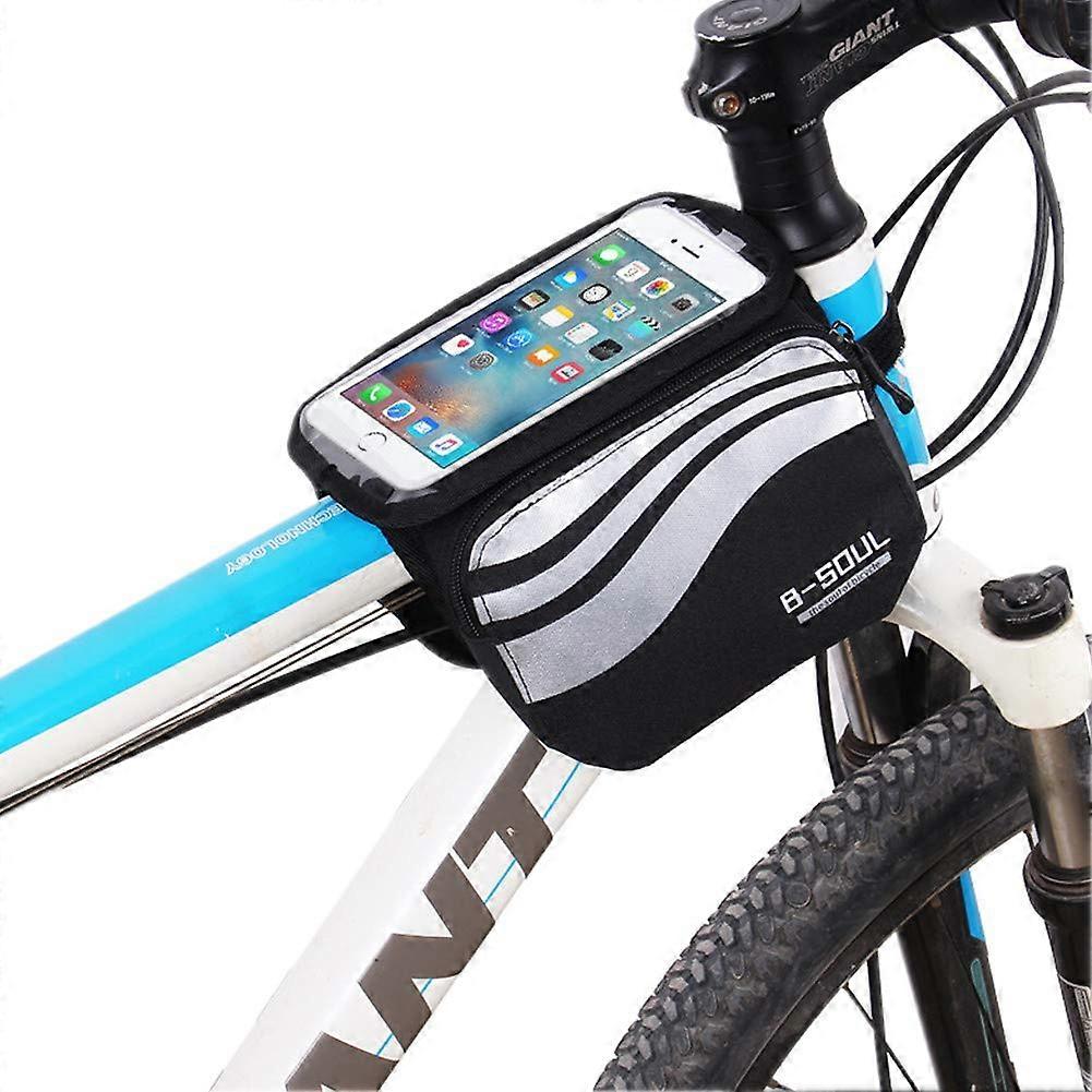 Bicycle Frame Bag with Headphone Hole - Large Volume Top Tube and Handlebar Bag for Mountain, Road, Folding Bikes - White