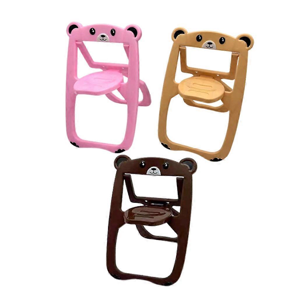 Mini Furniture Doll House Furniture Folding Chair Shape Cell Phone Stand Pink 3Pcs