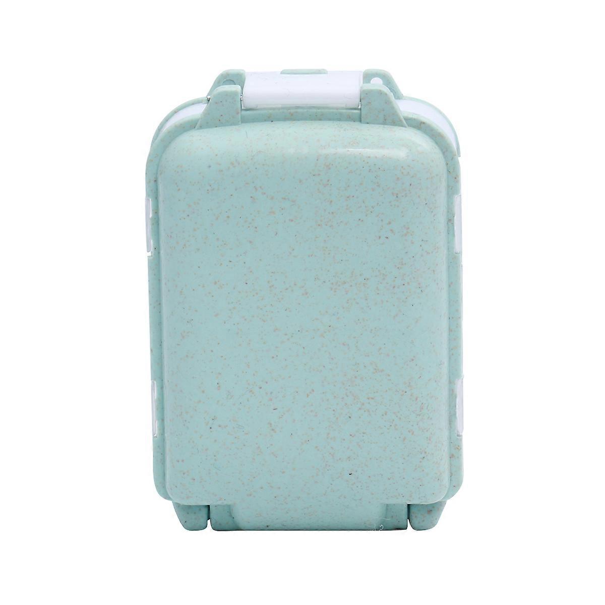 Pill Case Travel Foldable Three-layer Design Storage Container Daily Use Square PP Material Blue 2Pcs