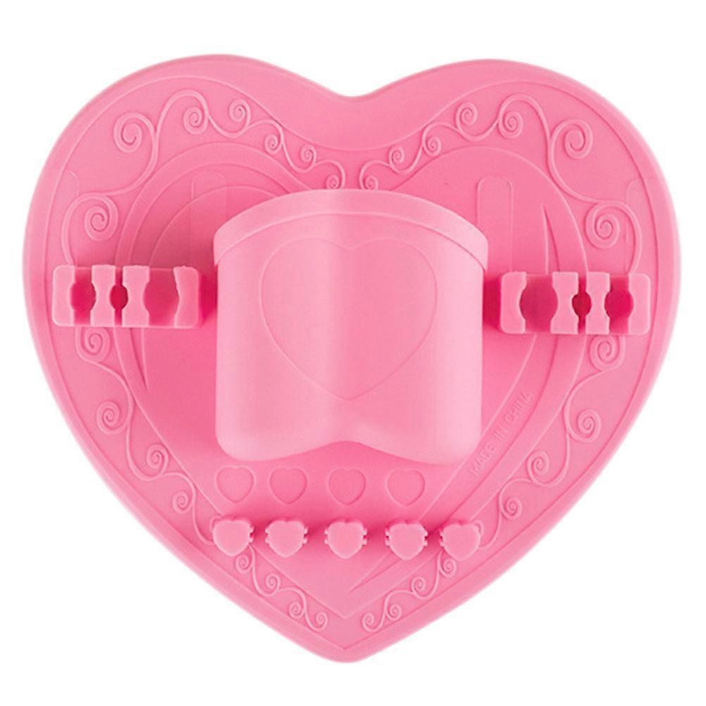 Vanity Brush Holder Silicone Heart Type Wall-Mounted Makeup Brushes Drying Storage 20x18.5cm 1Set