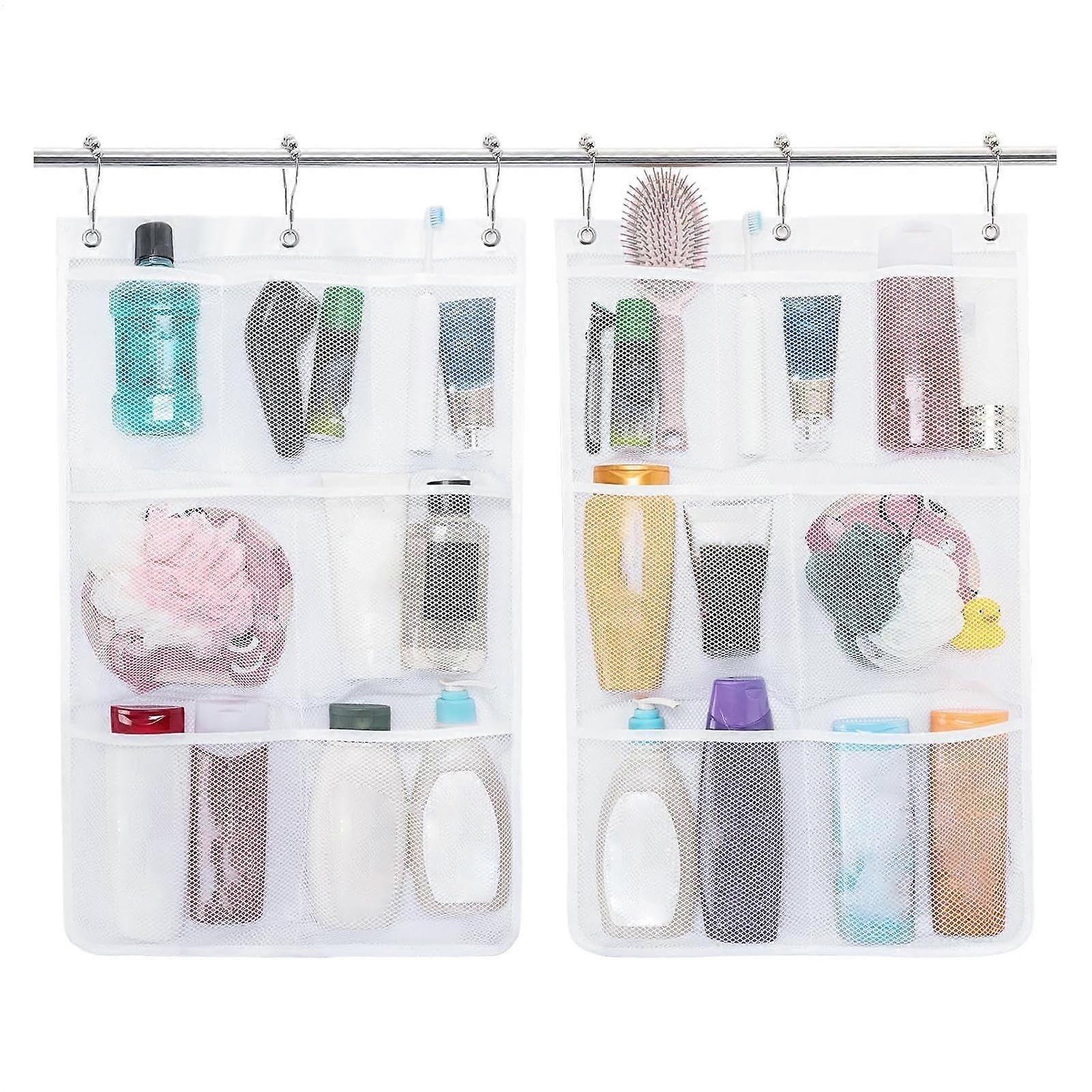 Shower organizer with mesh, quickdrying bathroom storage wall mount