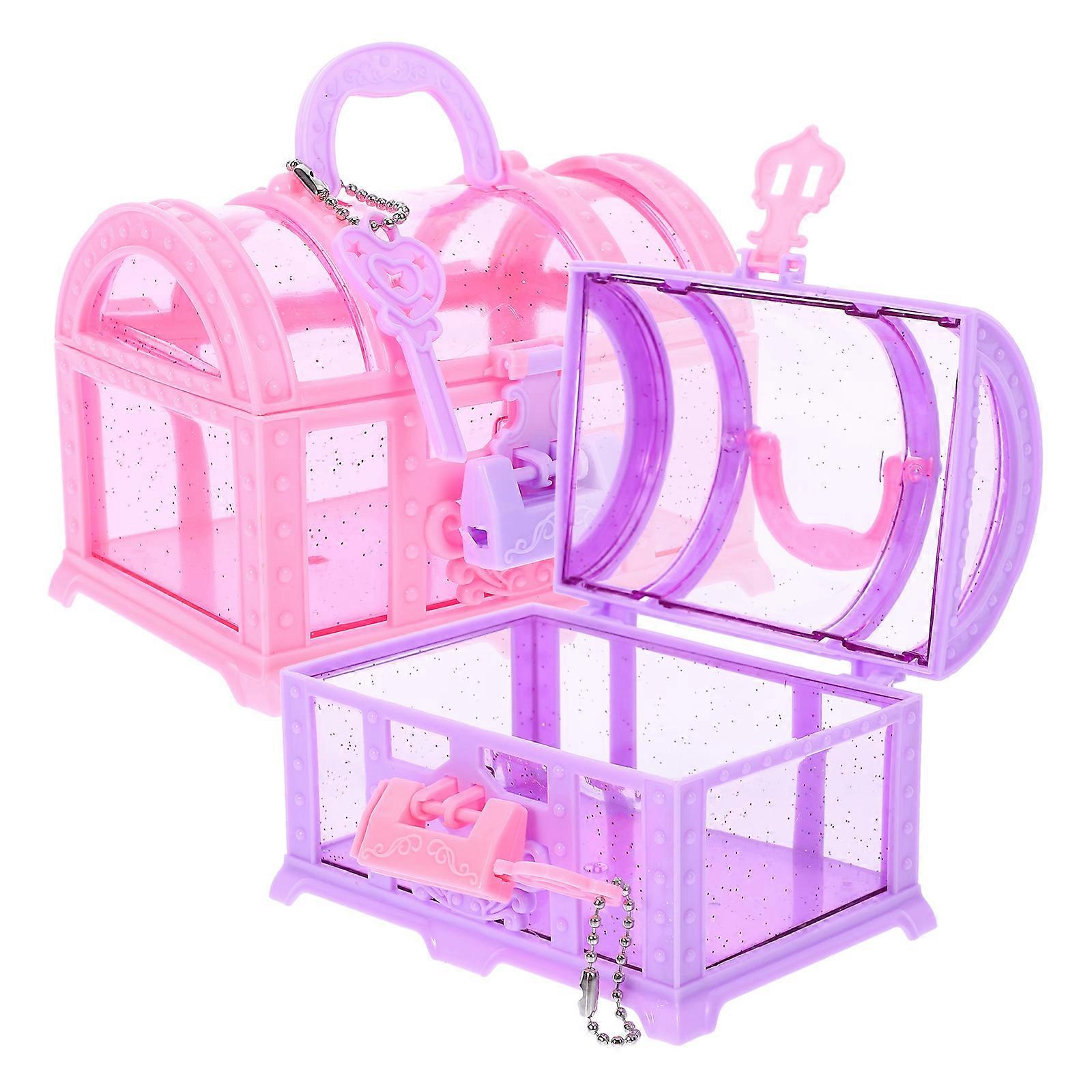 2pcs Pirate Treasure Chest Boxes for Jewelry Storage – Lightweight & Sturdy Design – Ideal for Party Favors & Imaginative Play – Pink & Purple