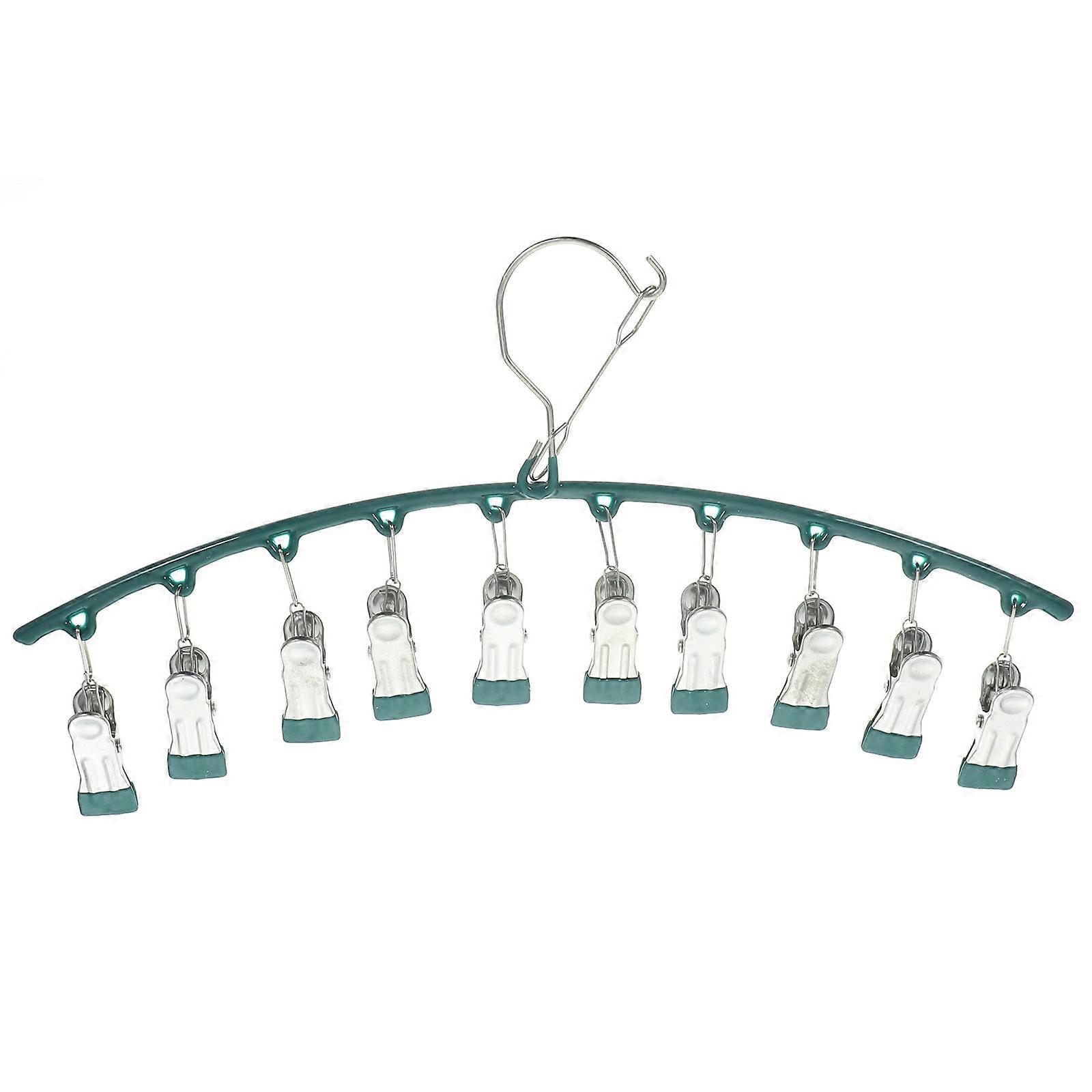 Hanging Drying Rack Stainless Steel Laundry Drying Rack Clothes Hanger with Clips Indoor Use Dark Green 42.00X19.00X2.50CM Drying 1Pcs