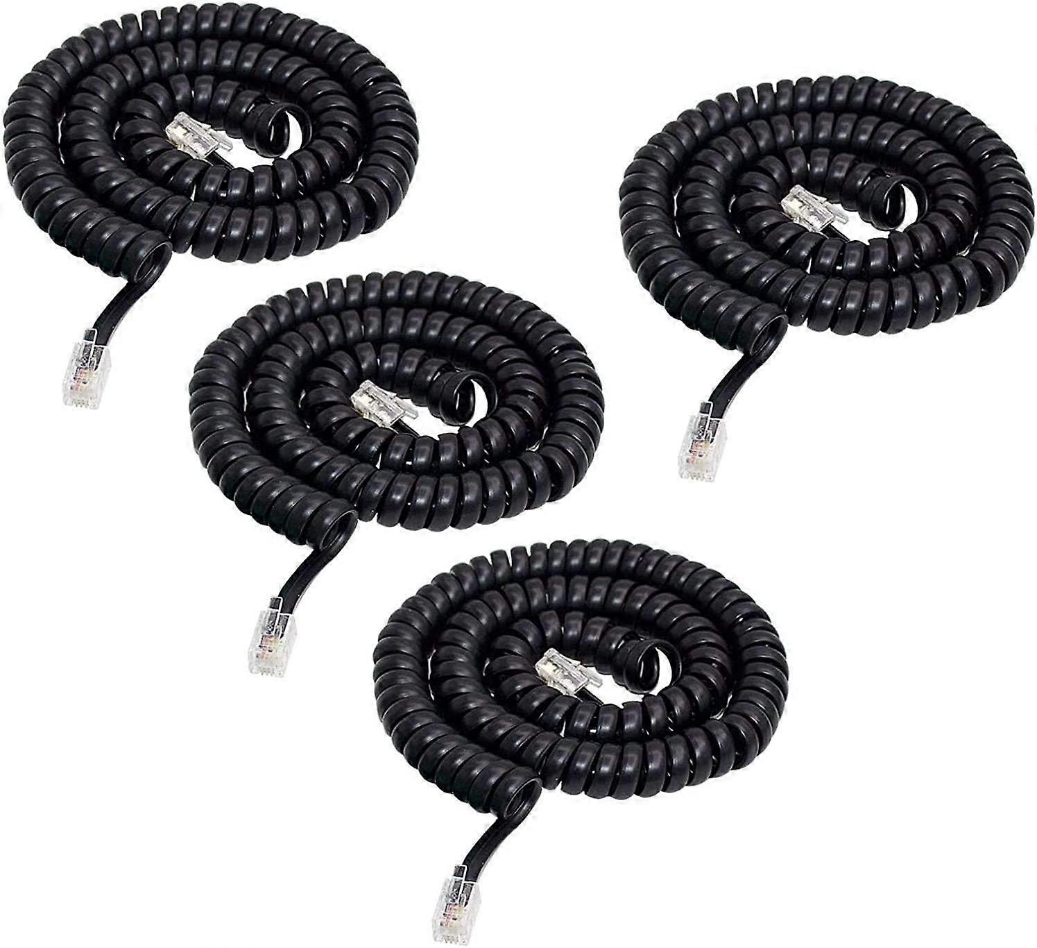 Phone cable, 4-pack, 3M, modular, coiled.
