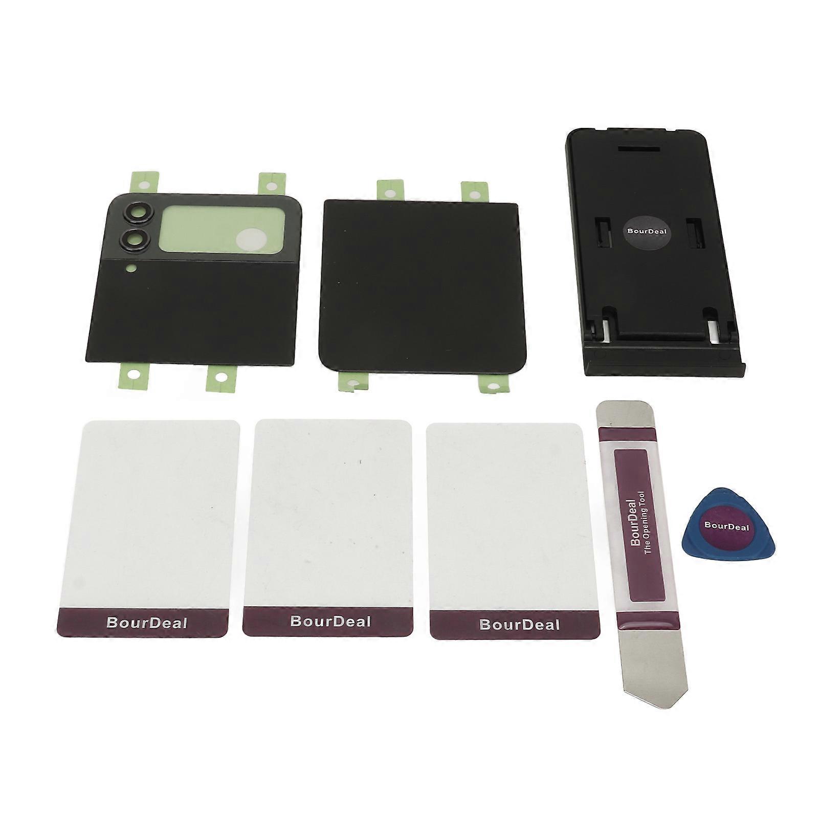 Replacement Back Glass for Galaxy Z Flip 4 5G F721, with Pre-Installed Adhesive Tape, Camera Lens Tools, Black