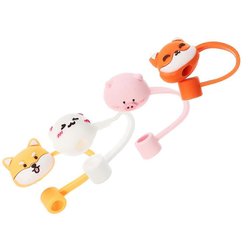 Cute Design Reusable Drinking Straw Covers Silicone 4Pcs Themed Parties And Baby Showers