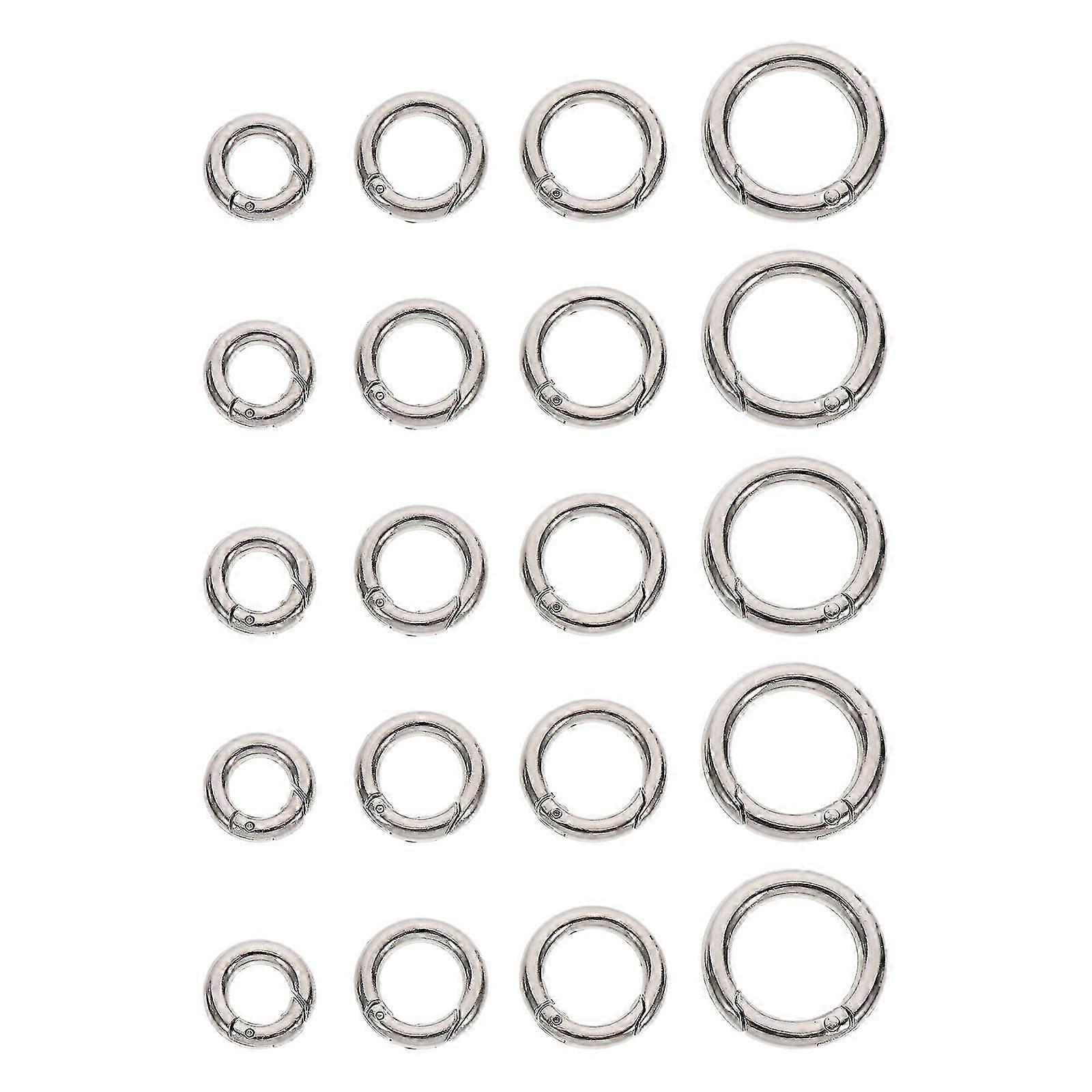 20 Pcs Metal Snaps Spring Snap Hooks Round Clasp Buckle Trigger Spring O Rings Metal Circle Rings