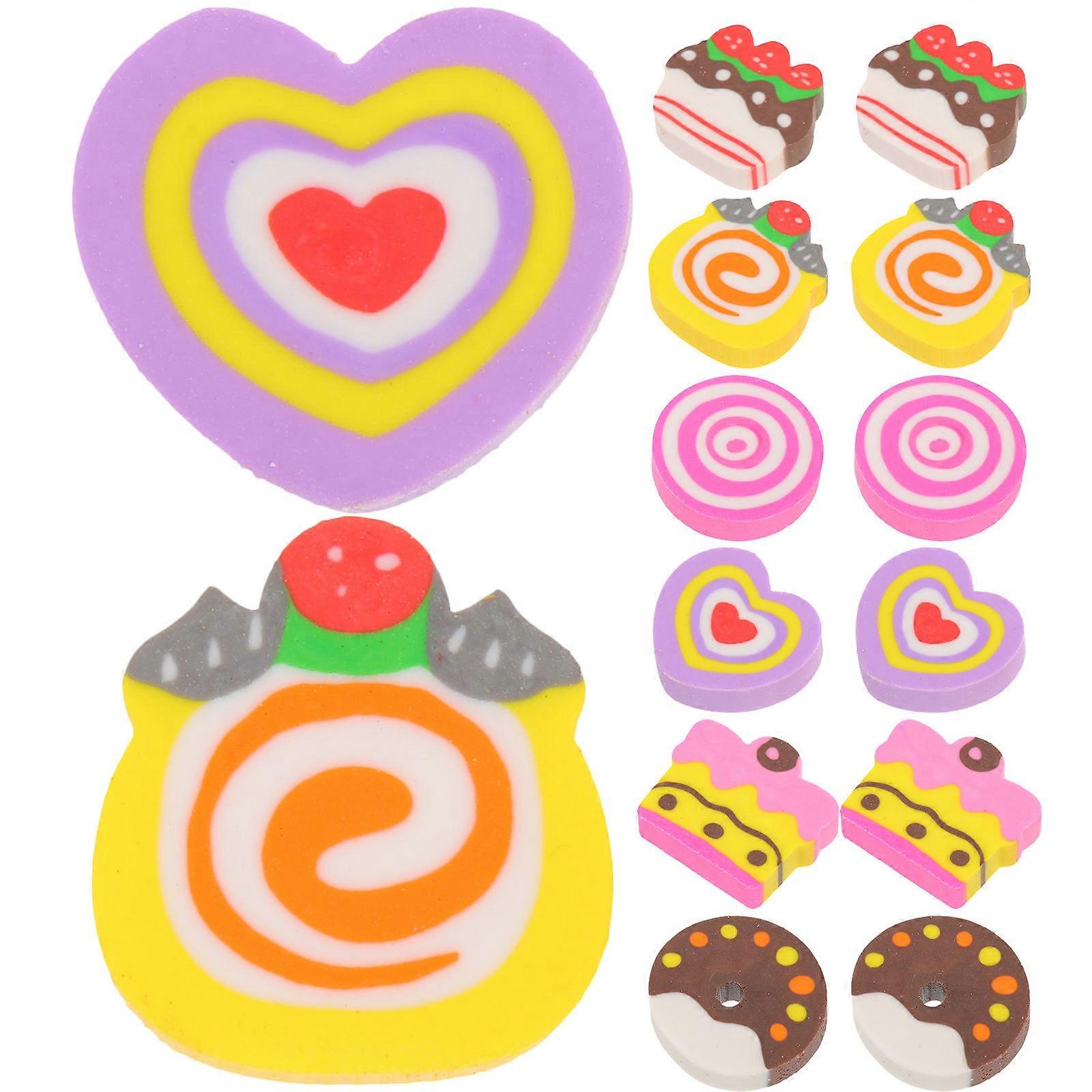 Valentine's Day Heart-shaped Erasers Mini Office Supplies Assorted Color 2.8X2.8CM Decoration 18Pcs