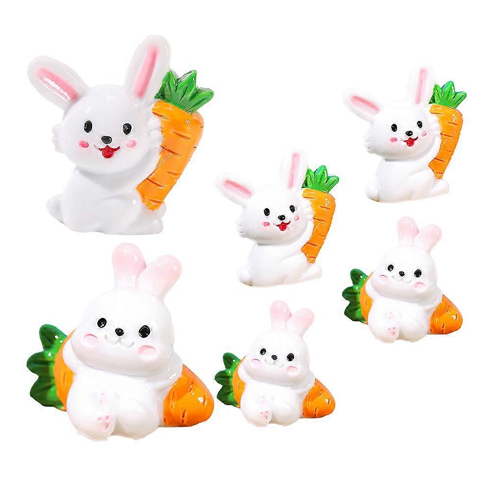 Tiny Resin Figurines Miniature Bunny Figurines Home Users Office Users 6Pcs