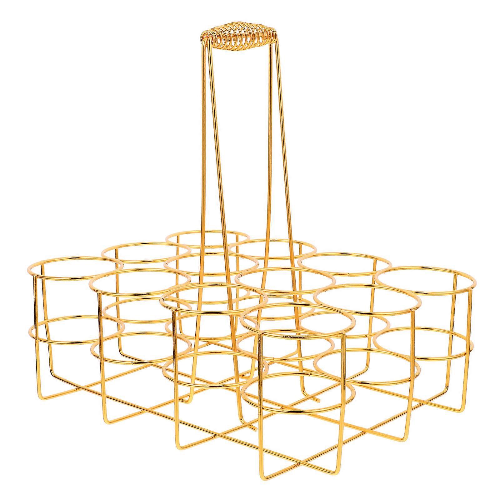 Golden Iron Beer Storage Rack for Home Bar with Build and Practical Design 12 Bottle Capacity