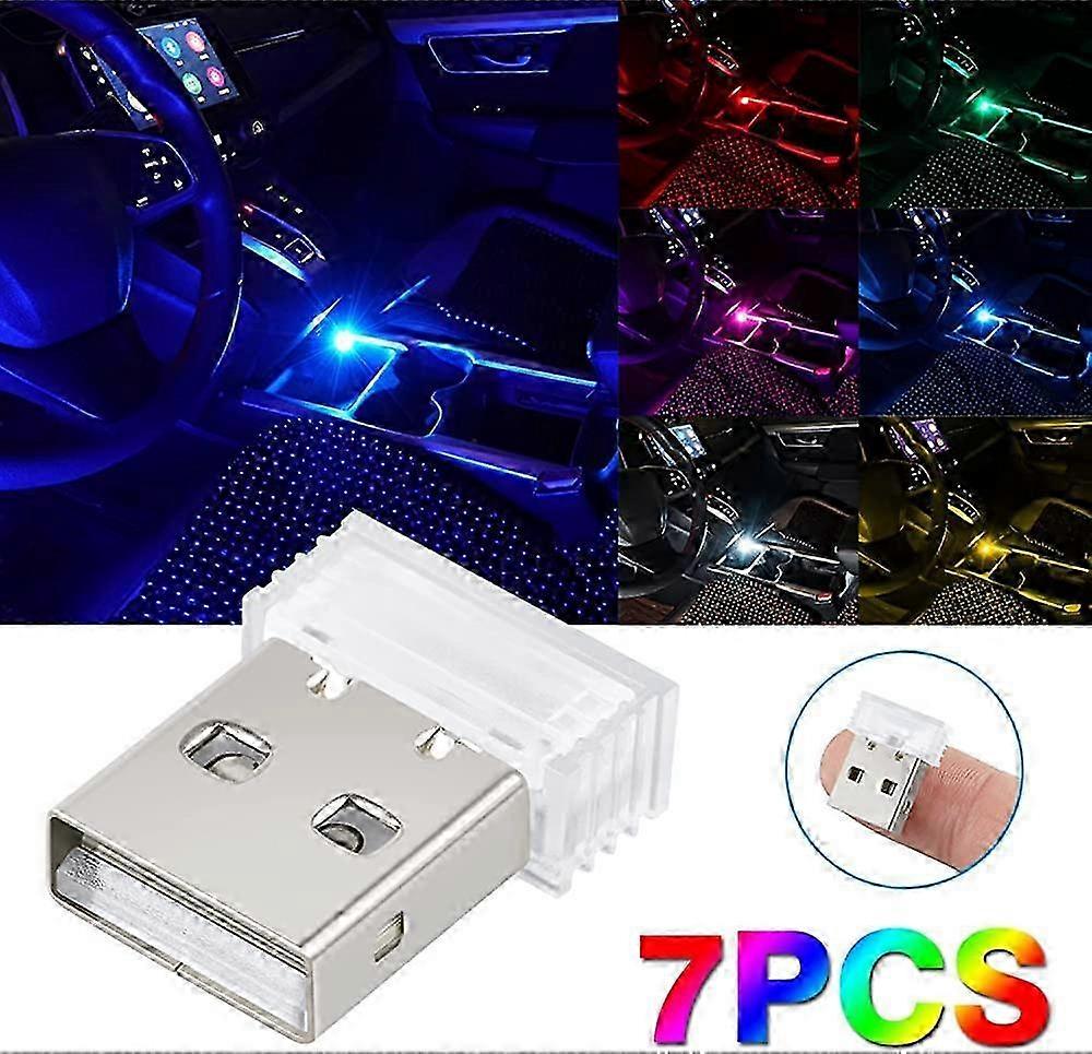 Mini USB LED Interior Ambient Light Kit for Automotive Use, 5V Plug-in Lamp with 7 Color Options
