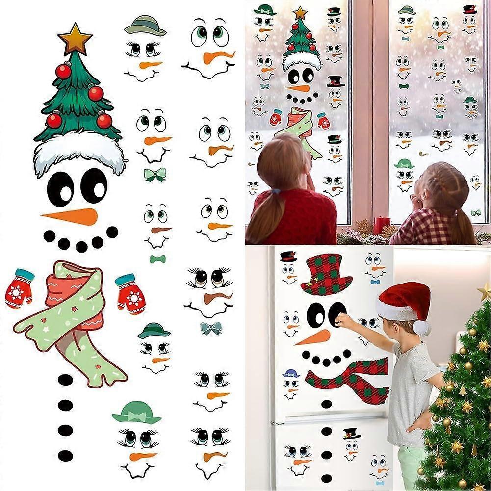 Christmas window and refrigerator decorations, a touch of winter, beautiful Christmas snowman stickers for your windows (Snowman B) Snowman B