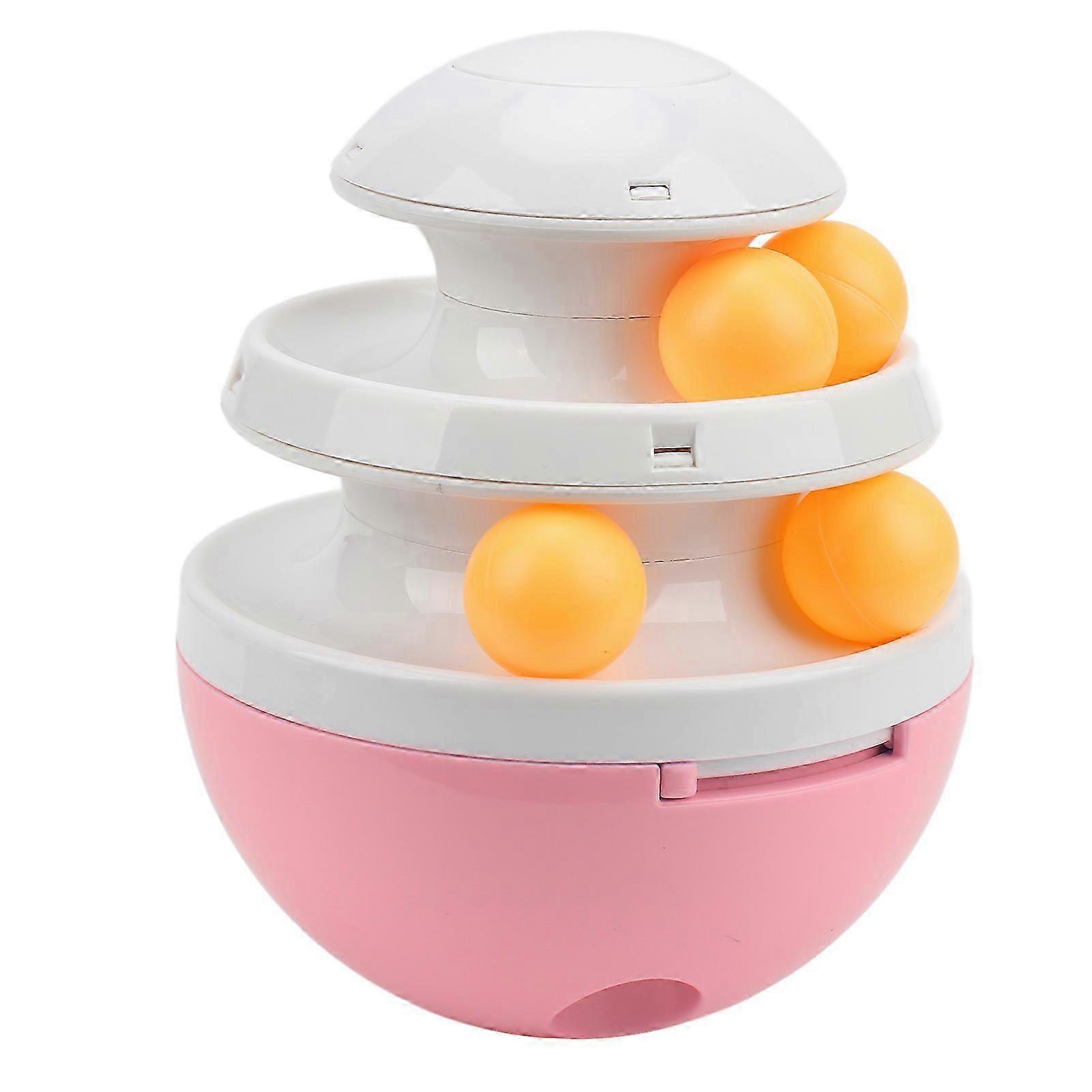 Adjustable Cat Turntable Toy Track with Leakage Device for Cats and Dogs - Pink