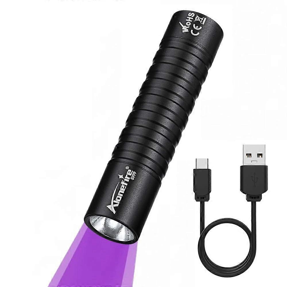 SV99 395nm UV Torch 3W USB Rechargeable Mini Black Light Detector