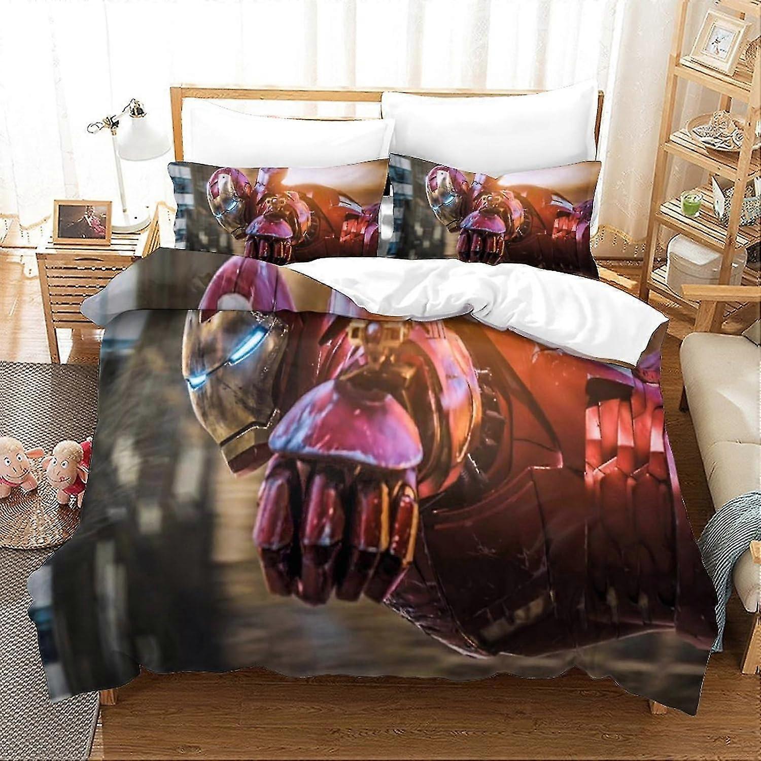 Colchão de bebê de super-heróis 3D, capa de edredom de 3 peças com zíper para adolescentes