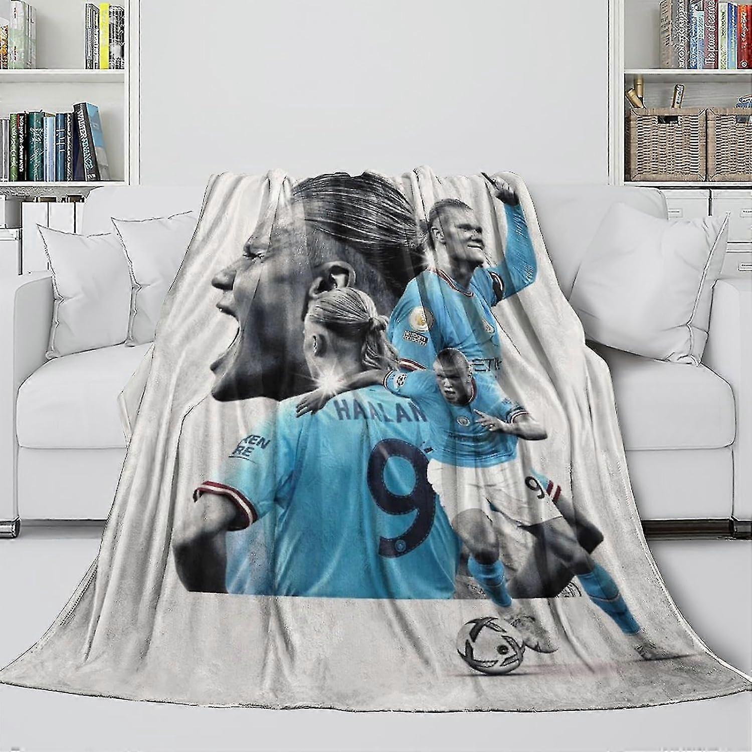 Blødt Fuzzy Tæppe - 3D-printet tæppe til børn og voksne - Fodbold Fleeceplaider til seng Sofa Kontorseng - Velegnet til julegaver