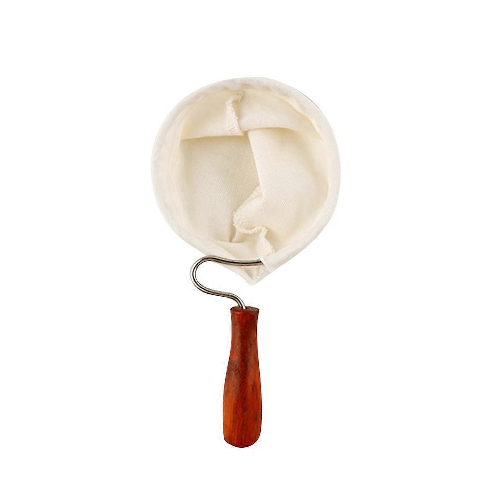 Wood Handle Coffee Filter Flannel Coffee Filter Screen for Hand Drip Coffee Strainer Cloth 17.6x8.6cm 1Set