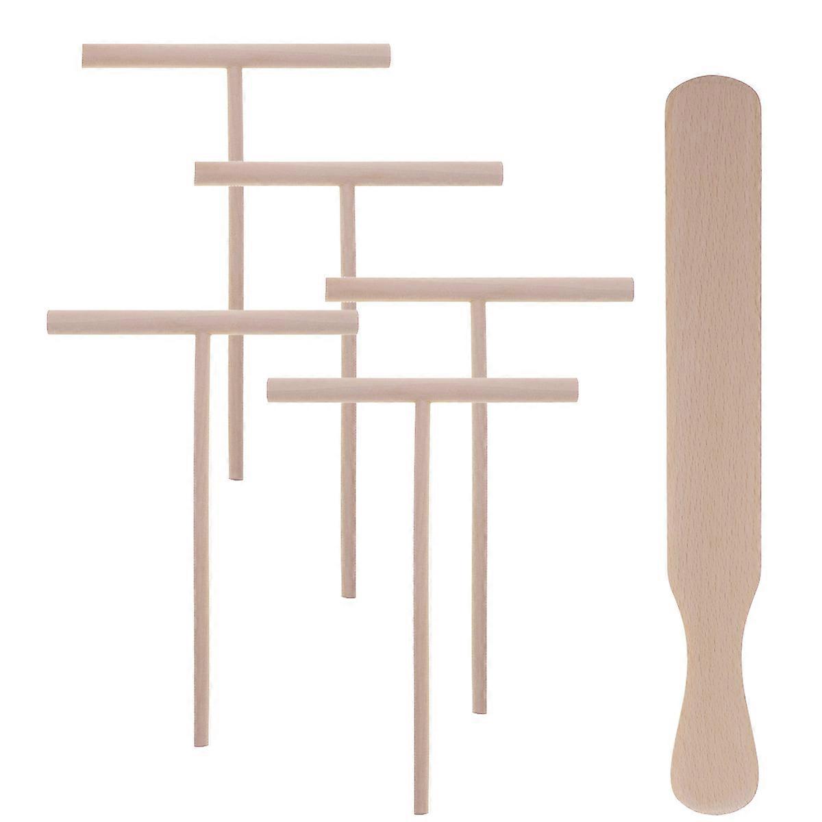 Crepe Spreading Tool Beechwood Crepe Spreader And Spatula For Serving Food 6Pcs