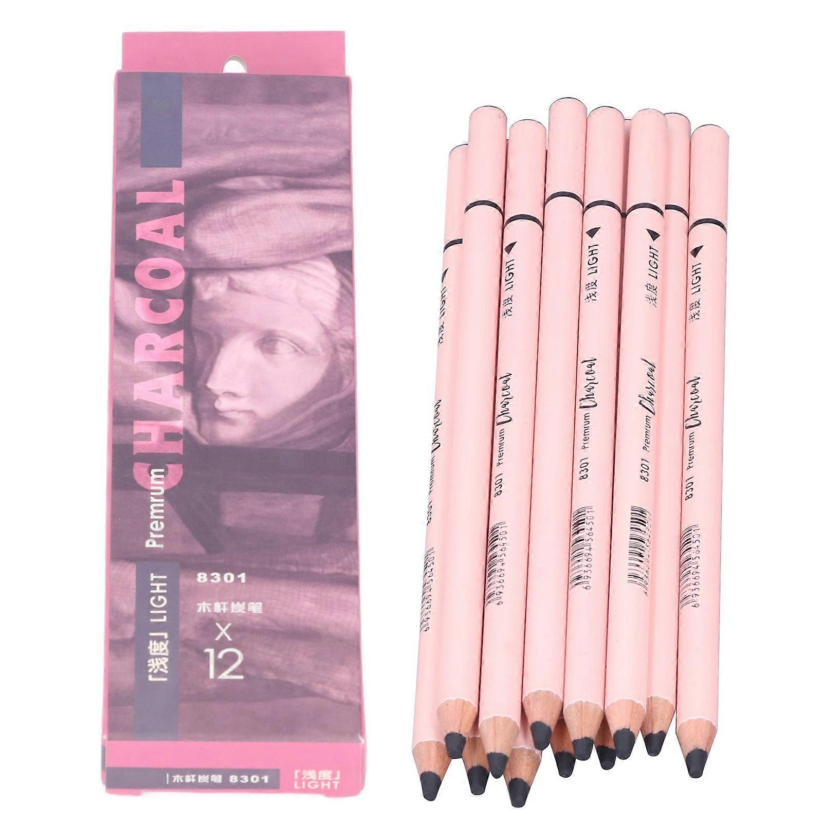 12Pcs Charcoal Pencils Flexible Write Smoothly Easy to Use Charcole Art Supply for Detailed Drawing Sketching Painting