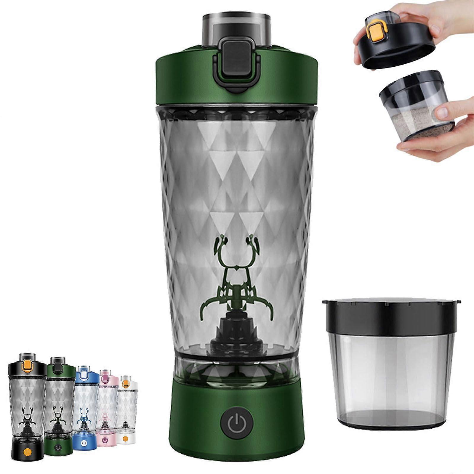 ProBlend One-Touch Shaker 22 oz Electric Protein Mixing Cup USB Rechargeable Portable Green with Powder Box