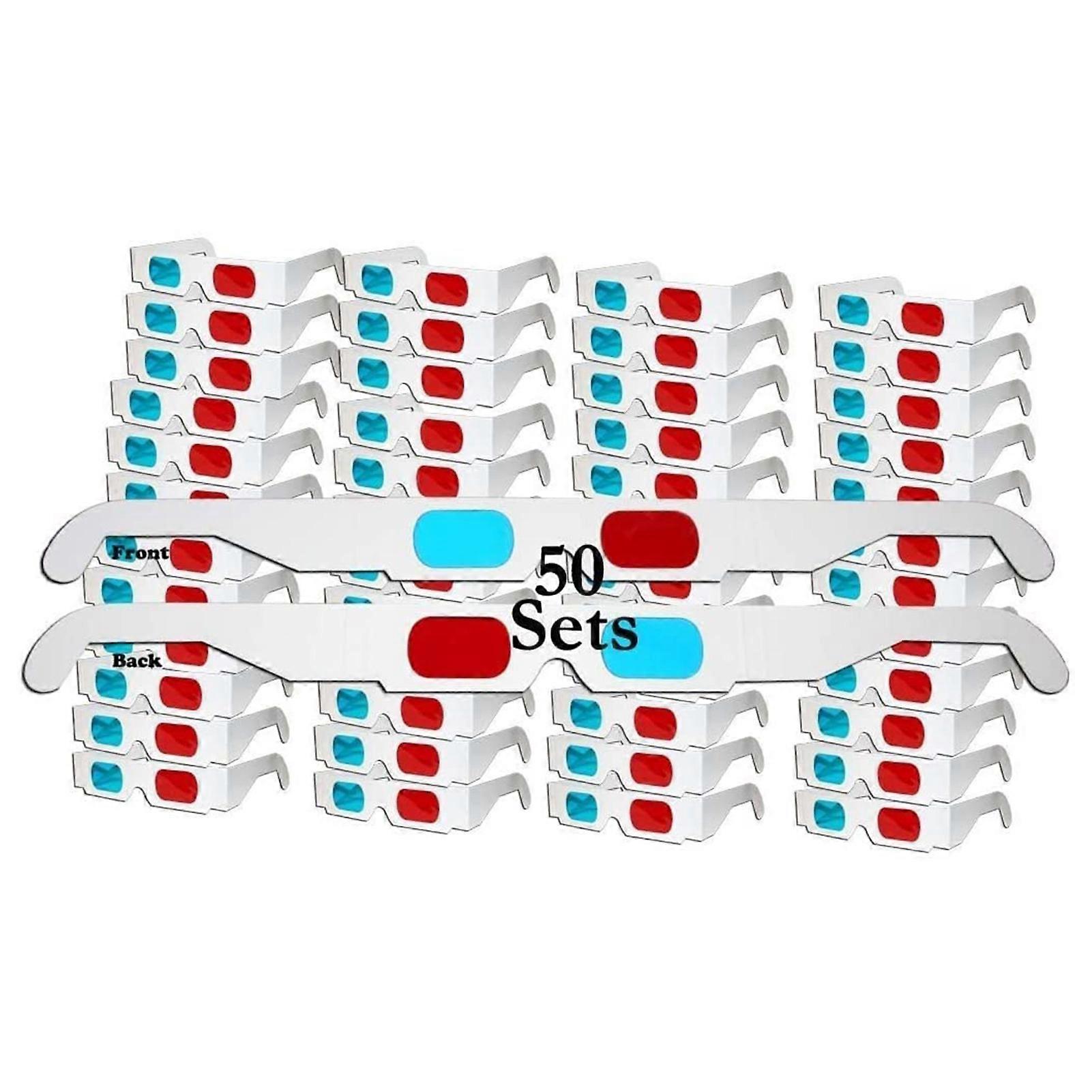 4Pcs 3D Cardboard Glasses Red & Cyan Anaglyph White Card Glasses for 3D Viewing