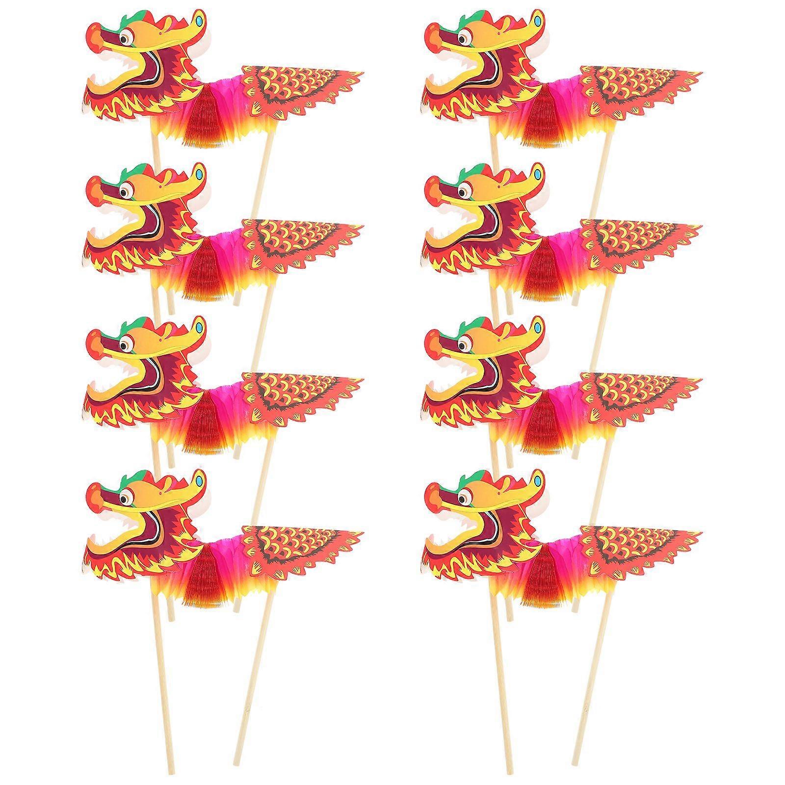 8pcs Handheld Holding Photo Prop for Chinese Style New Year Dragon Garland Kids Paper Dragon Toy