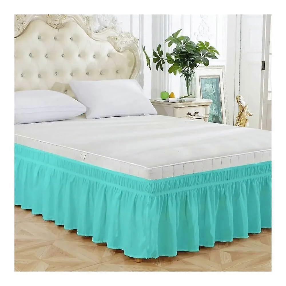 Ruffle Lace Bed Skirt for Queen Size 15' Drop Solid Color Machine Washable Light Blue Queen 60' x 80' x 15'