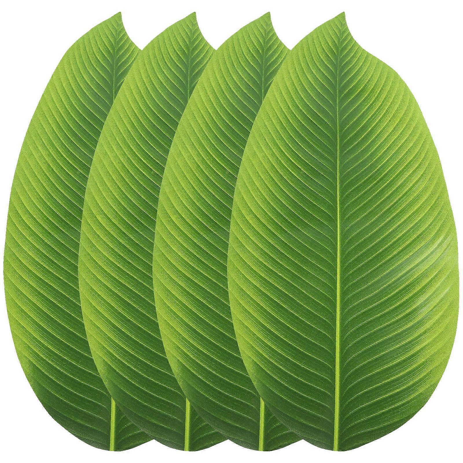 4pcs Artificial Banana Leaves Faux Decorative Leaves for Table Food Mat Unique Design Dining Table Decor Events