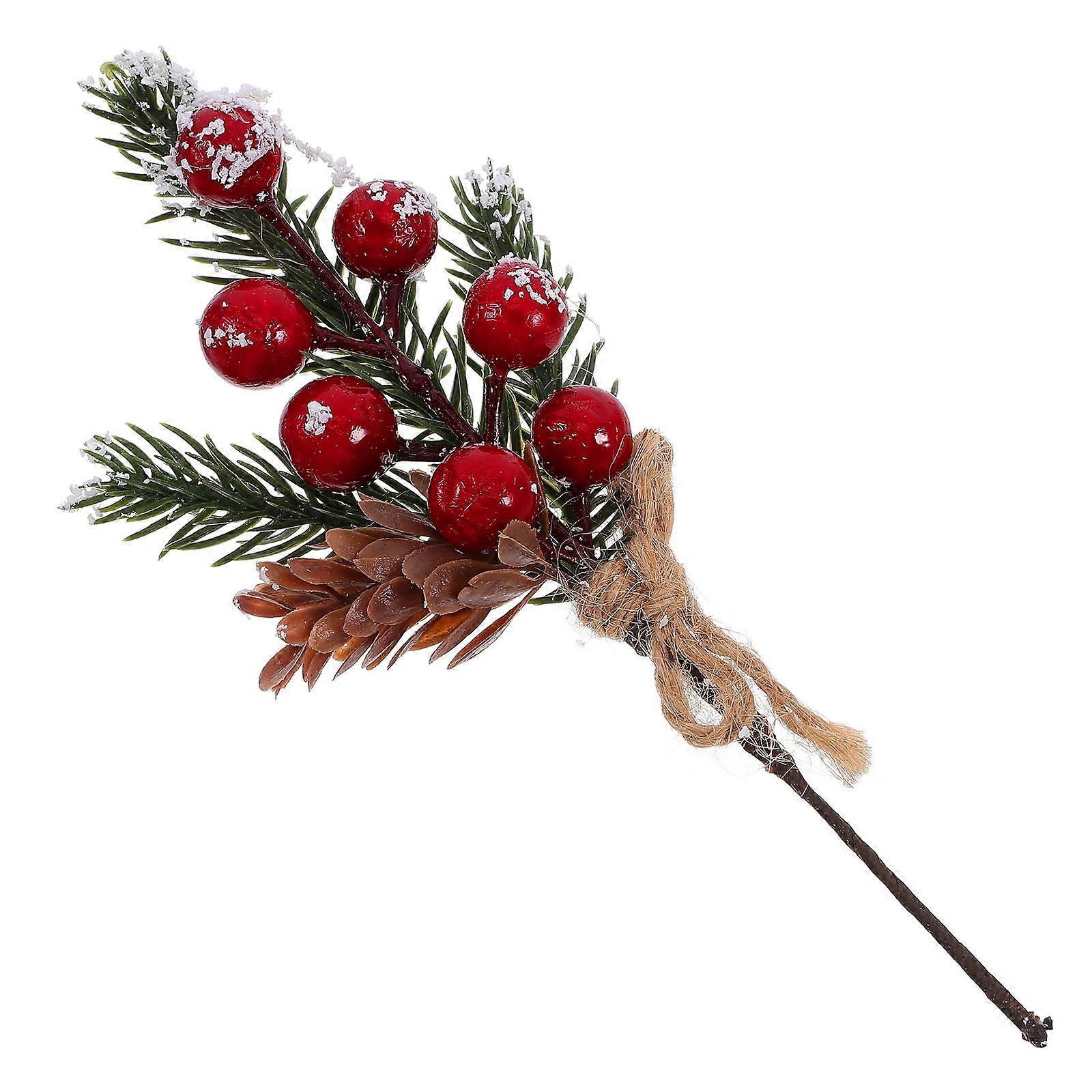 Artificial Pine Branches with Red Berry Jute Rope Multi with Lifelike Appearance for Xmas Decor