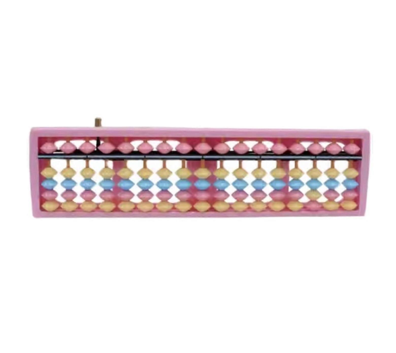 17digit Abacus Calculator Plastic, ChineseJapanese Classic Pocket Calculator, Counting Tool with Reset Button, Abacus Learning Toy 27.5x7x1.5cm Pink