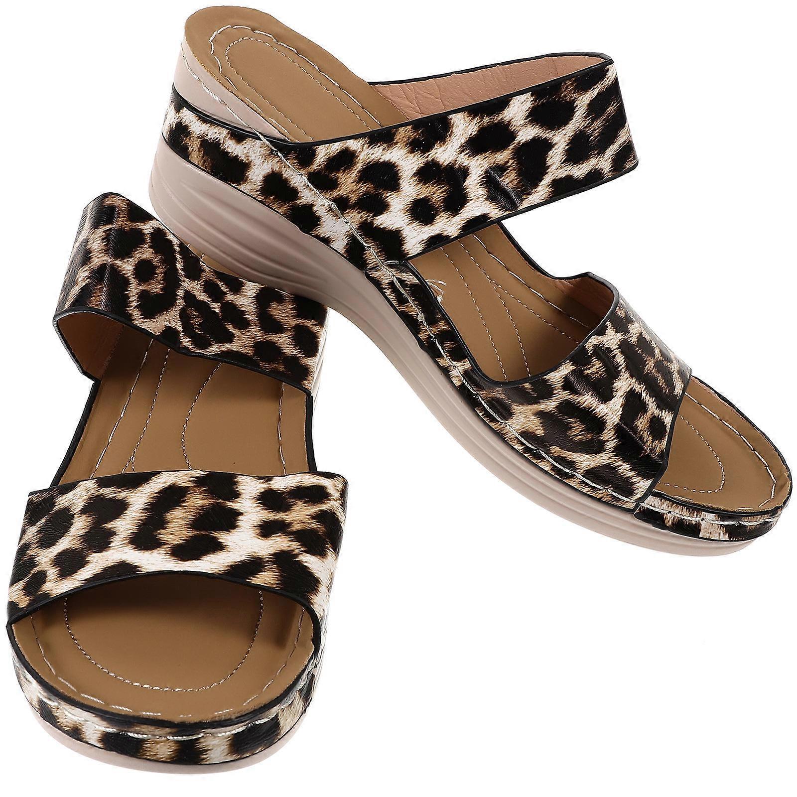 Here's a refined and professional product description based on the title you provided:
**1 Pair Leopard Print Wedge Sandals for Women – Casual