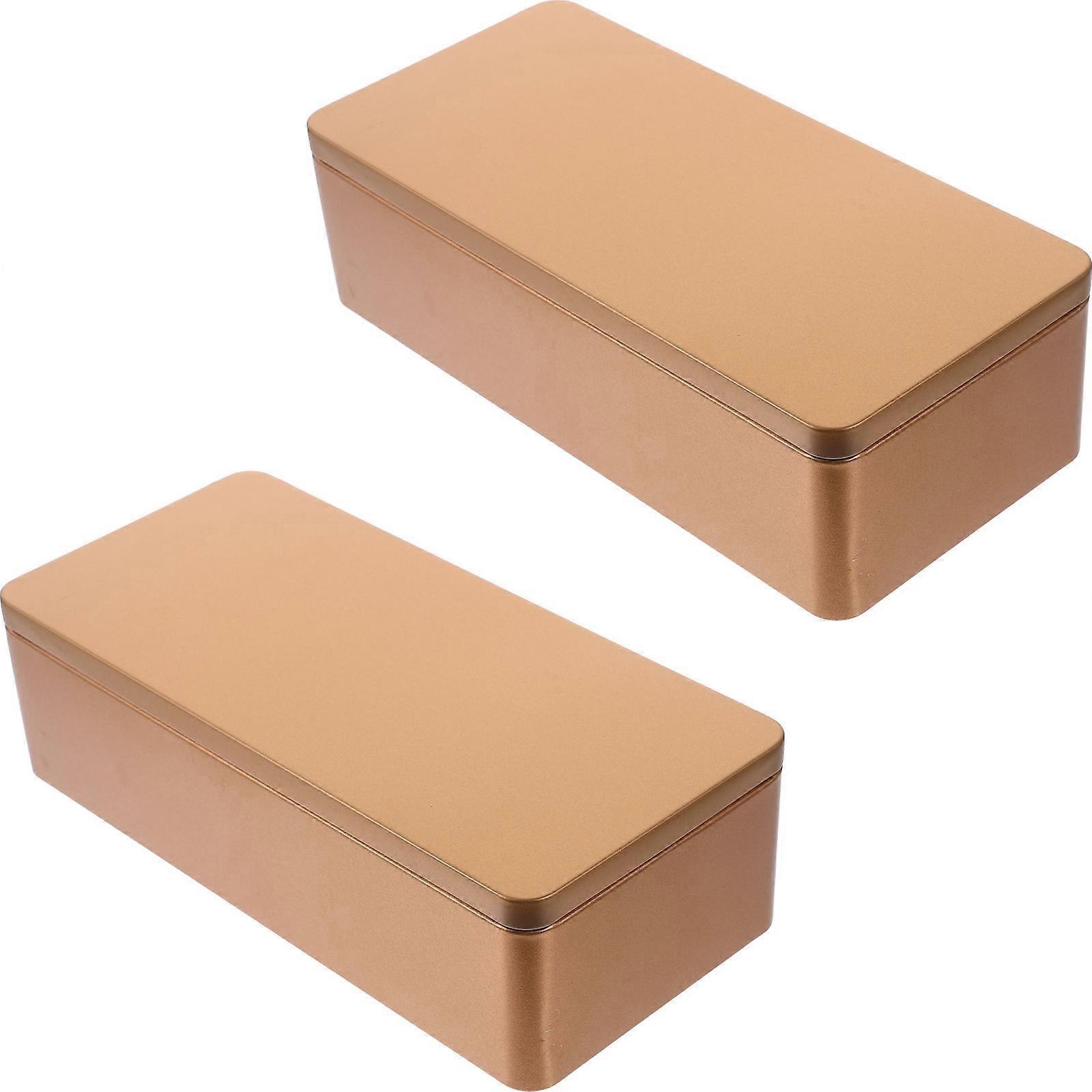2pcs Rectangular Tinplate Storage Boxes with Lids – Versatile Tea Canisters for Loose Tea, Snacks & Jewelry – Organization Design
