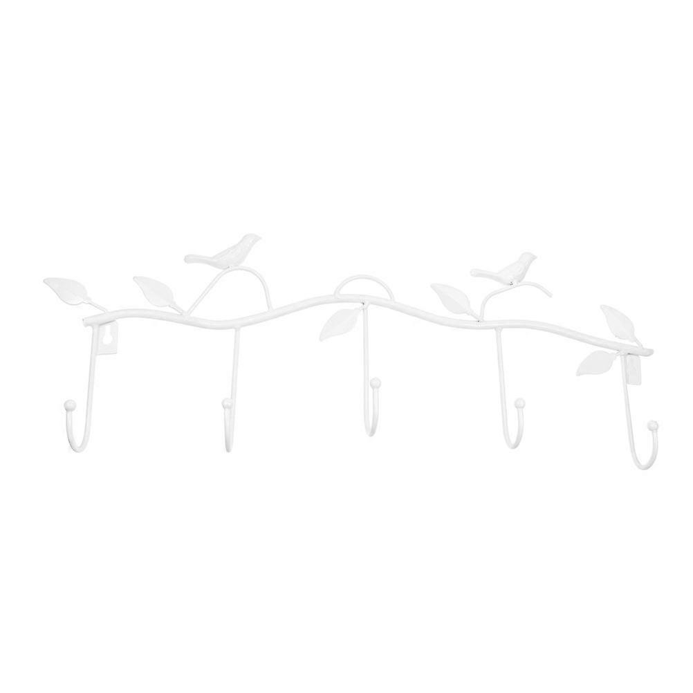 Iron Art Leaf Bird Hook for Storage Use White Rustic Wall Decor