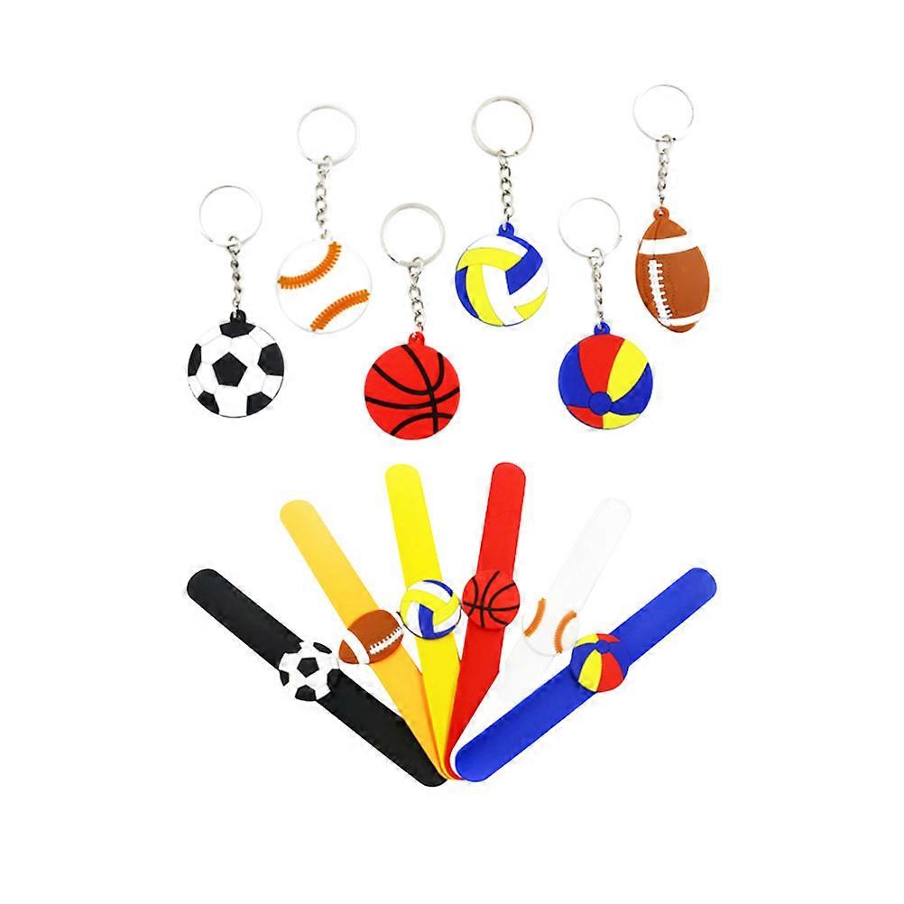 12PCS ספורט סיליקון צמידי אישיות כדור להקות יד טבעות יד מחזיקי מפתחות מחזיקי מפתחות מחזיקי מפתחות מחזיקי מפתחות
