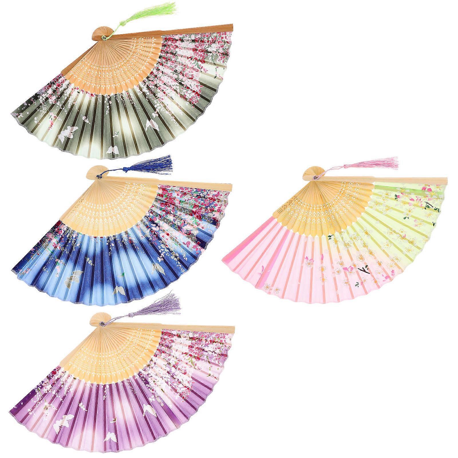 Chinese Folding Fan Elegant Handheld Prop for Dancing Decor Assorted Color 21X3X1CM Cooling